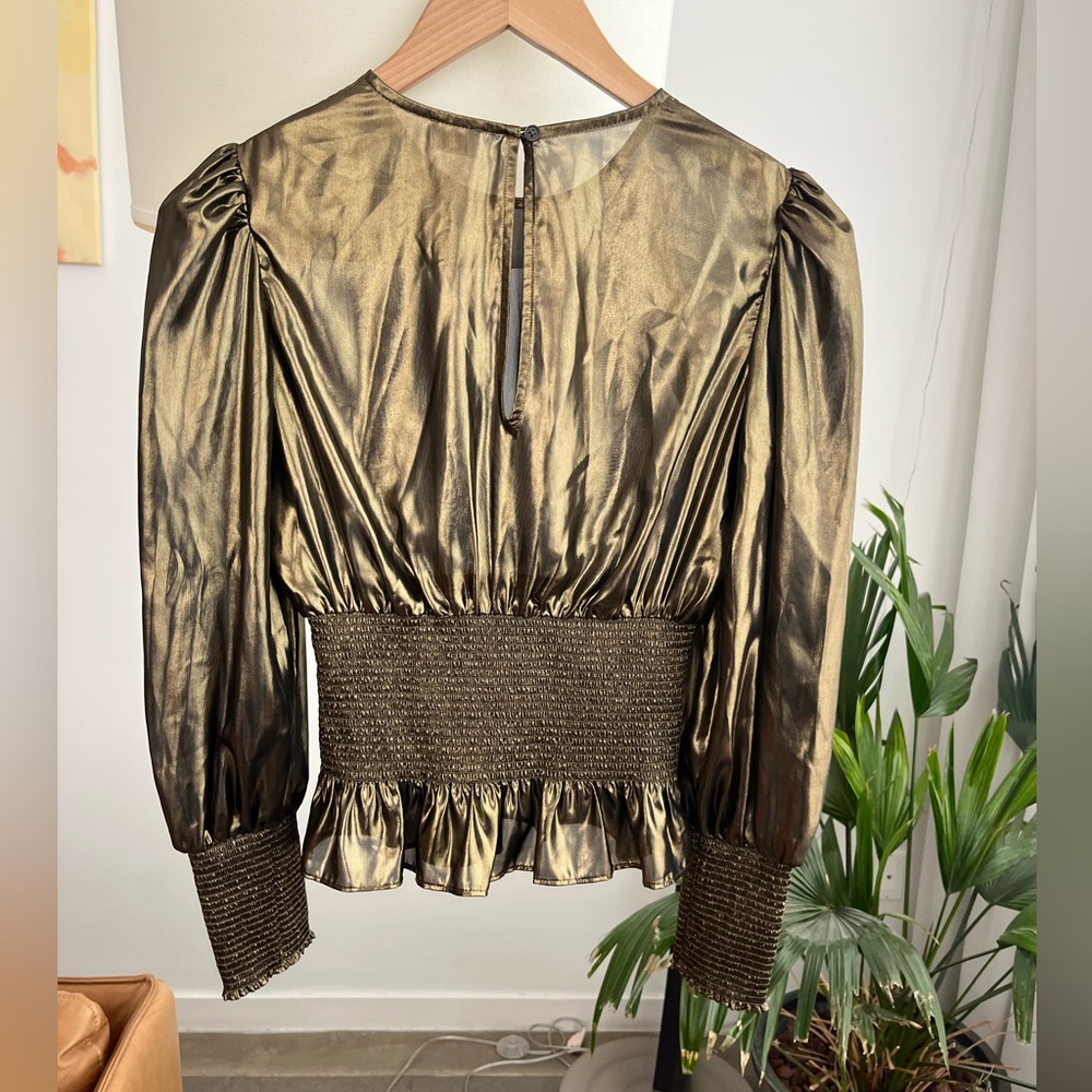Aritzia Wilfred Gold Metallic Ballad Blouse - Picture 5 of 5